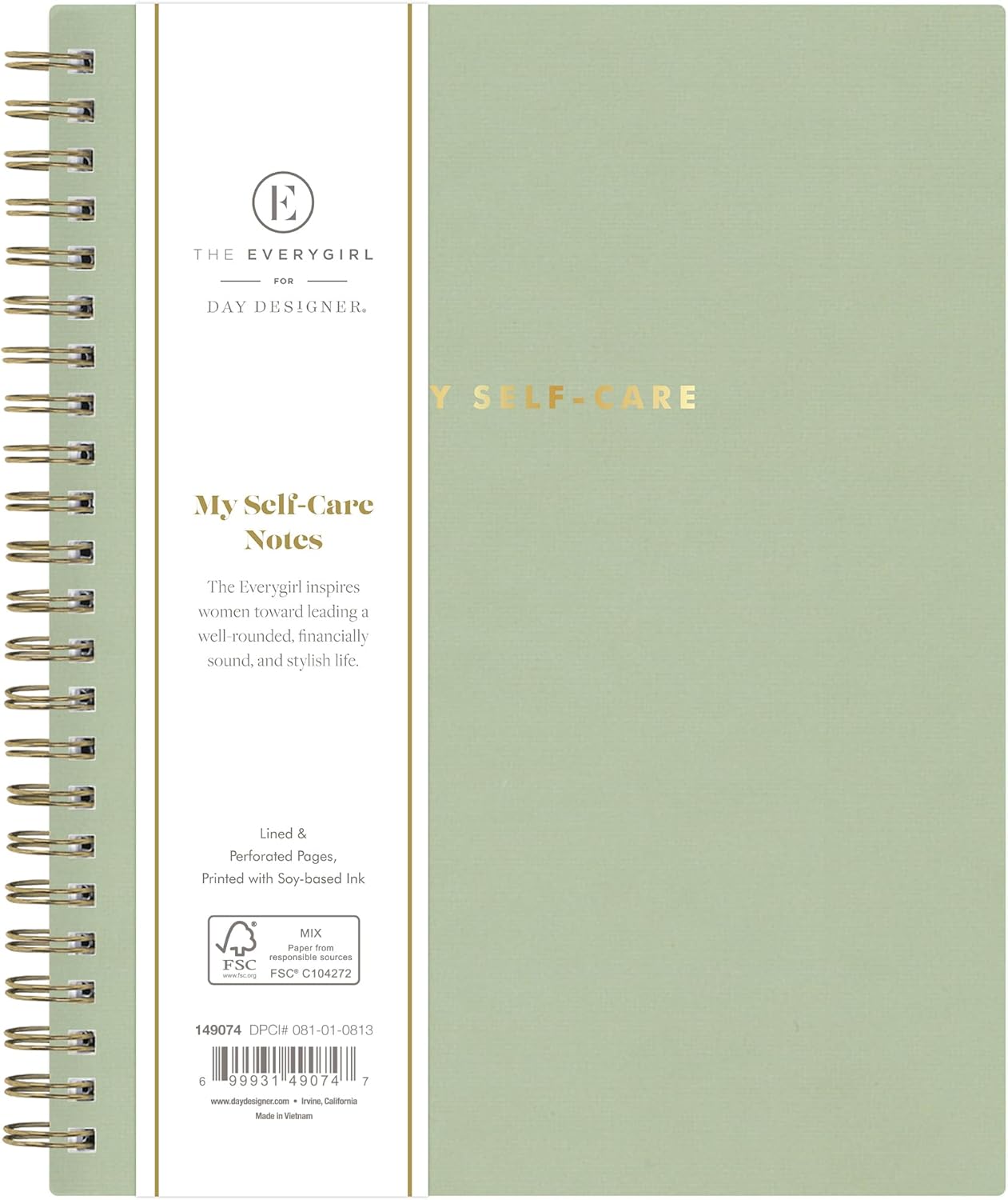Blue Sky Everygirl Self-Care Journal, 6″ x 8″, Non-Dated, Soft Sage Cover, Safety Wirebound, Guided Prompts for Wellness, Mindfulness and Reflection (Soft Sage)
