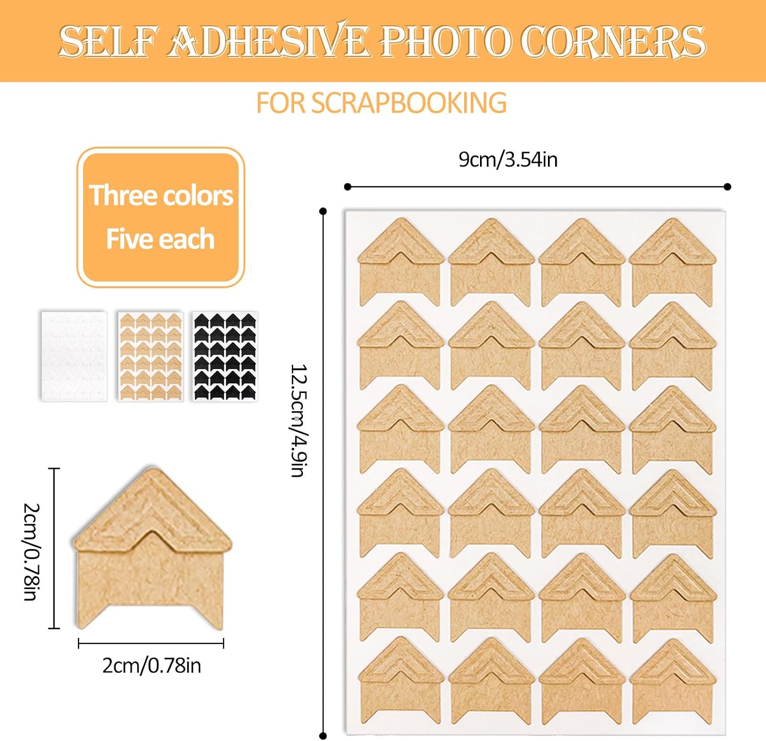 15 Sheets 360 Pcs Corners Stickers, Self-Adhesive Photo Corners Stickers Scrapbook Picture Corner for DIY Scrapbook, Photo Album, Picture Frames, Memory Books, Journal