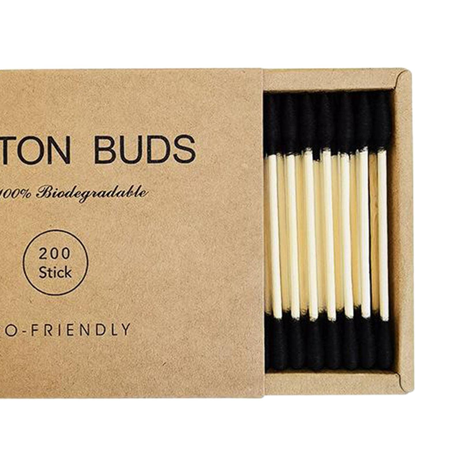 ATORSE® 200Pcs Cotton Buds Cotton Swabs Double Tip Nose Ears Cleaning Sticks Black-image-22