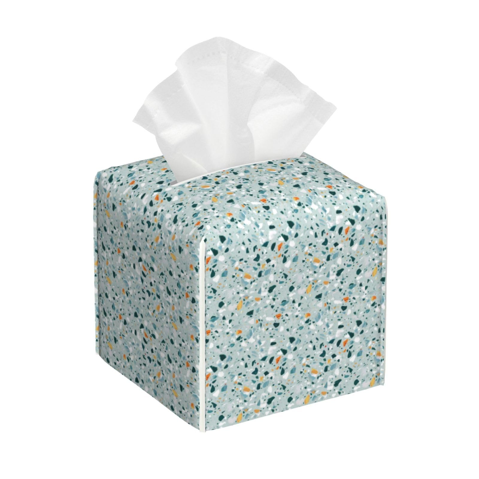 Terrazzo Marble Pastel Print Square Tissue Box Cover For Living Room Bedroom Office Decor Organizer Holder