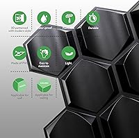 Vista 4 de STICKGOO Paneles de pared 3D negros para despegar y pegar, paneles de pared de PVC texturizado con diseño hexagonal, paneles de pared modernos