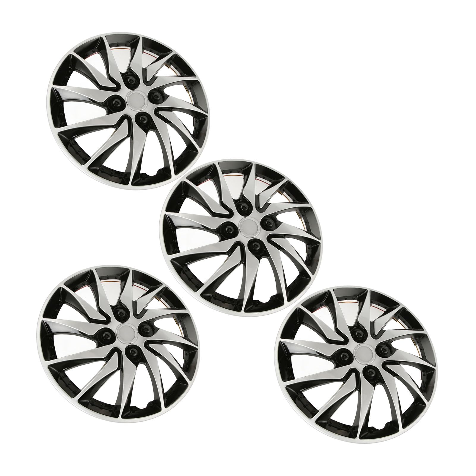 Enjoliveurs de Roue Robustes de 14 Pouces, pour Voitures, Camions, Fourgonnettes, Haute Protection, élégant, Argent, Noir, Jante