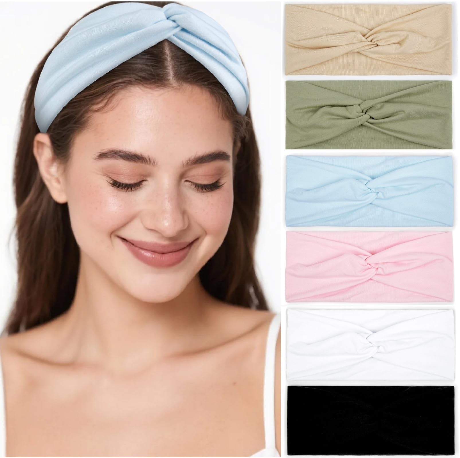 Headbands for Women Non Slip: Twist Head Bands for Women's Hair Trendy Solid Color-image-49