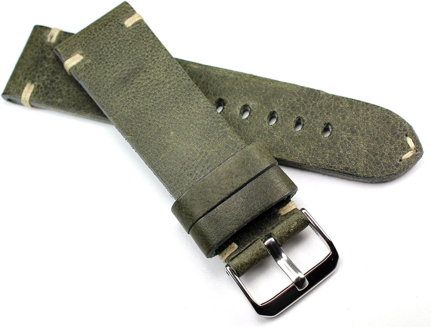 24 mm Rios1931 Cowhide Military Style Bracelet Retro Look Quality Green Military Naval Strap Top Quality Strong