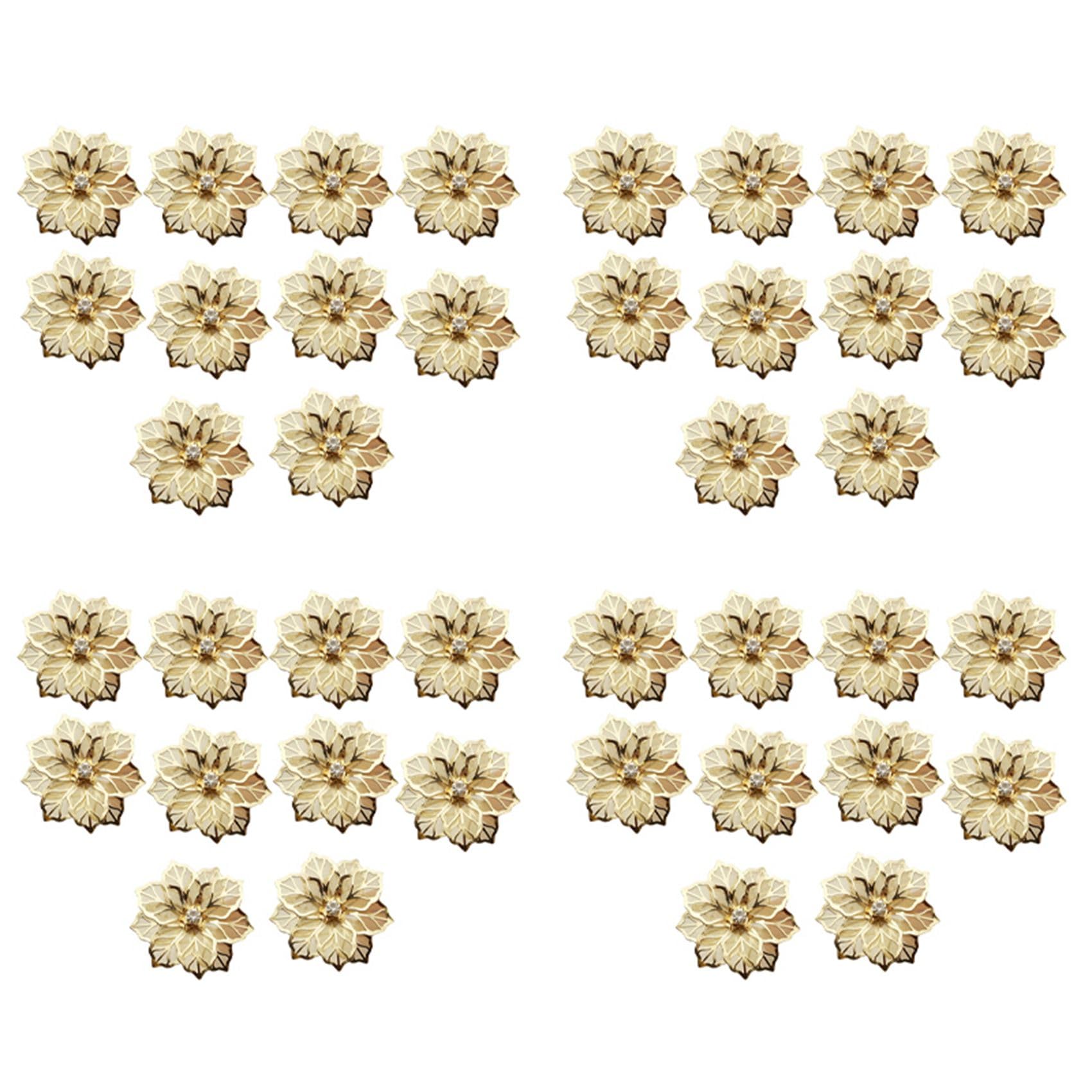Hndhbfgrt 40Pcs Flower Design Napkin Rings Metal Gold Napkin Buckle Napkin Ring Holder Hotel Restaurant Wedding Party West Table