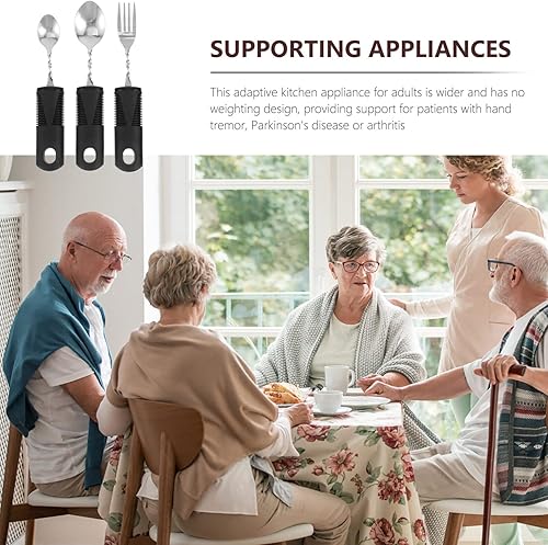 Miniatura 2 de Juego de utensilios con peso, utensilios de cubiertos adaptables para pacientes y temblores de manos, adultos, ancianos que comen con