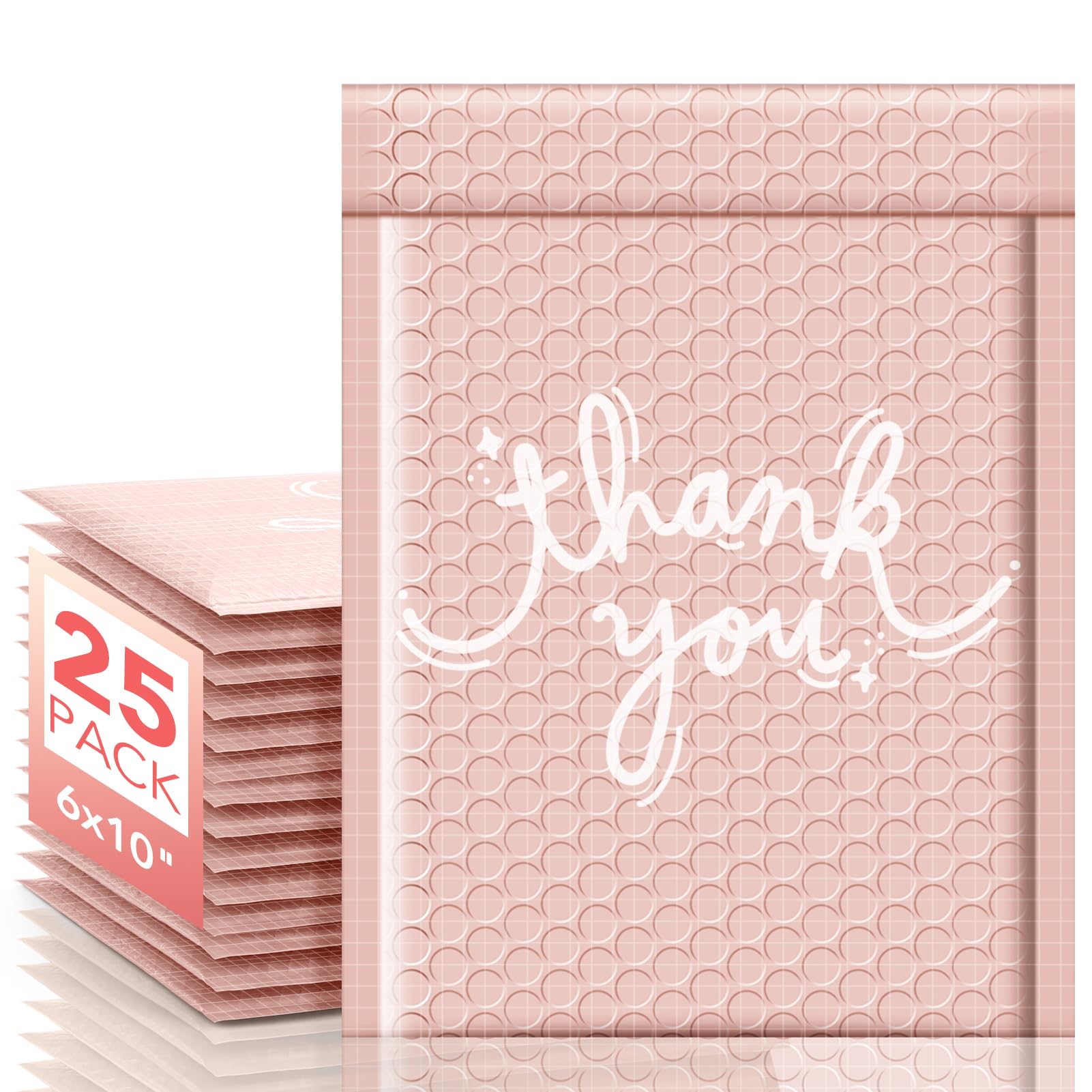 Switory 25pcs Padded Envelopes Thank You 6X9 Pink Bubble Mailers