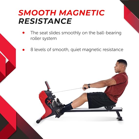 Stamina Magnetic Rower - Rower Machine with Smart Workout App - Rowing Machine with Magnetic Resistance for Home Gym Fitness - Up to 250 lbs Weight Capacity