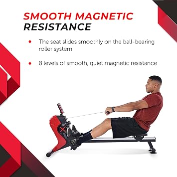 Stamina Magnetic Rower - Rower Machine with Smart Workout App - Rowing Machine with Magnetic Resistance for Home Gym Fitness - Up to 250 lbs Weight Capacity