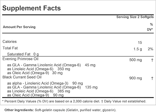 Miniatura 2 de ANDREW LESSMAN Aceite de semilla de onagra y grosella negra, 60 cápsulas blandas, alivia las molestias físicas y los cambios de humor debido al