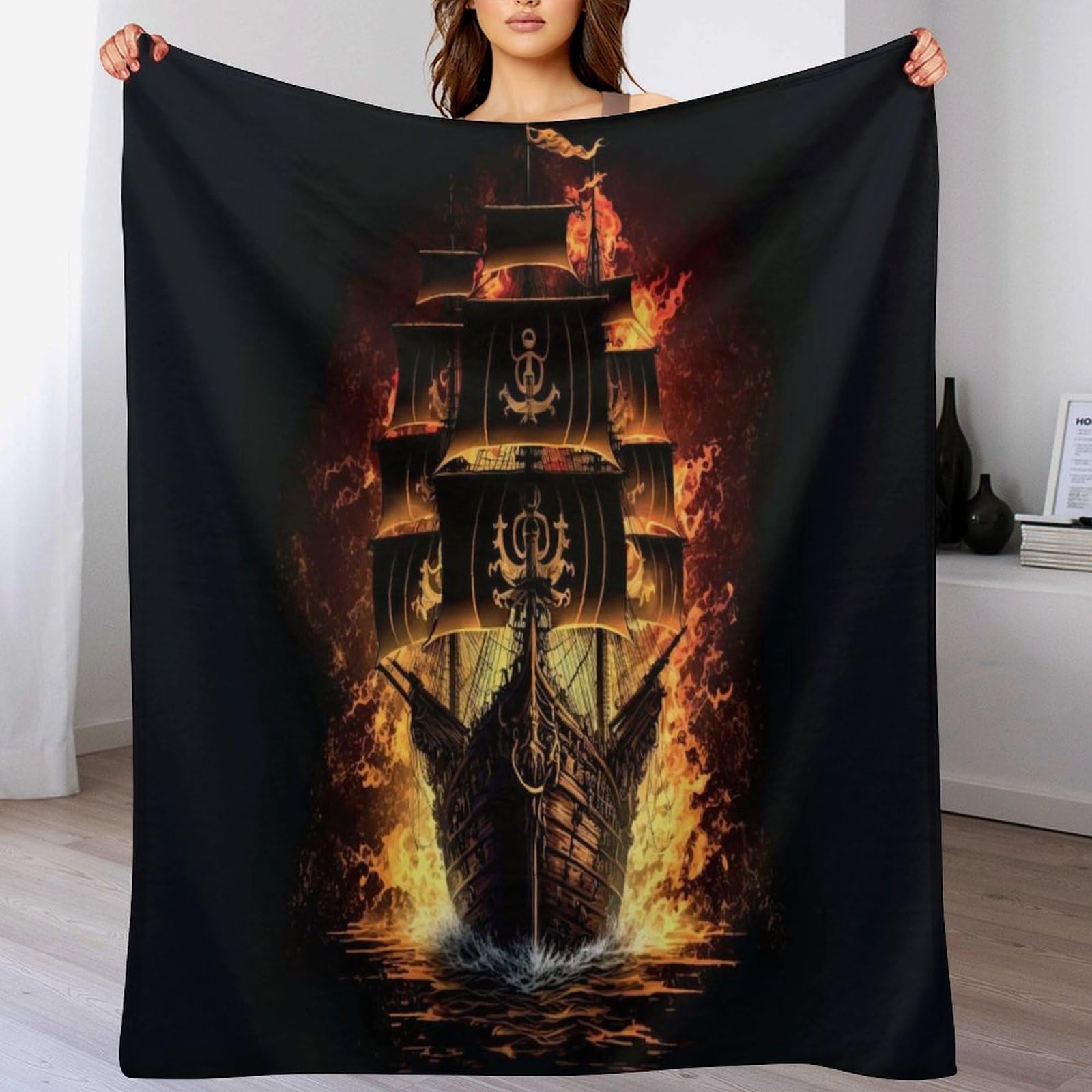 Couverture pirate en flanelle pour se détendre sur le canapé 140x180cm