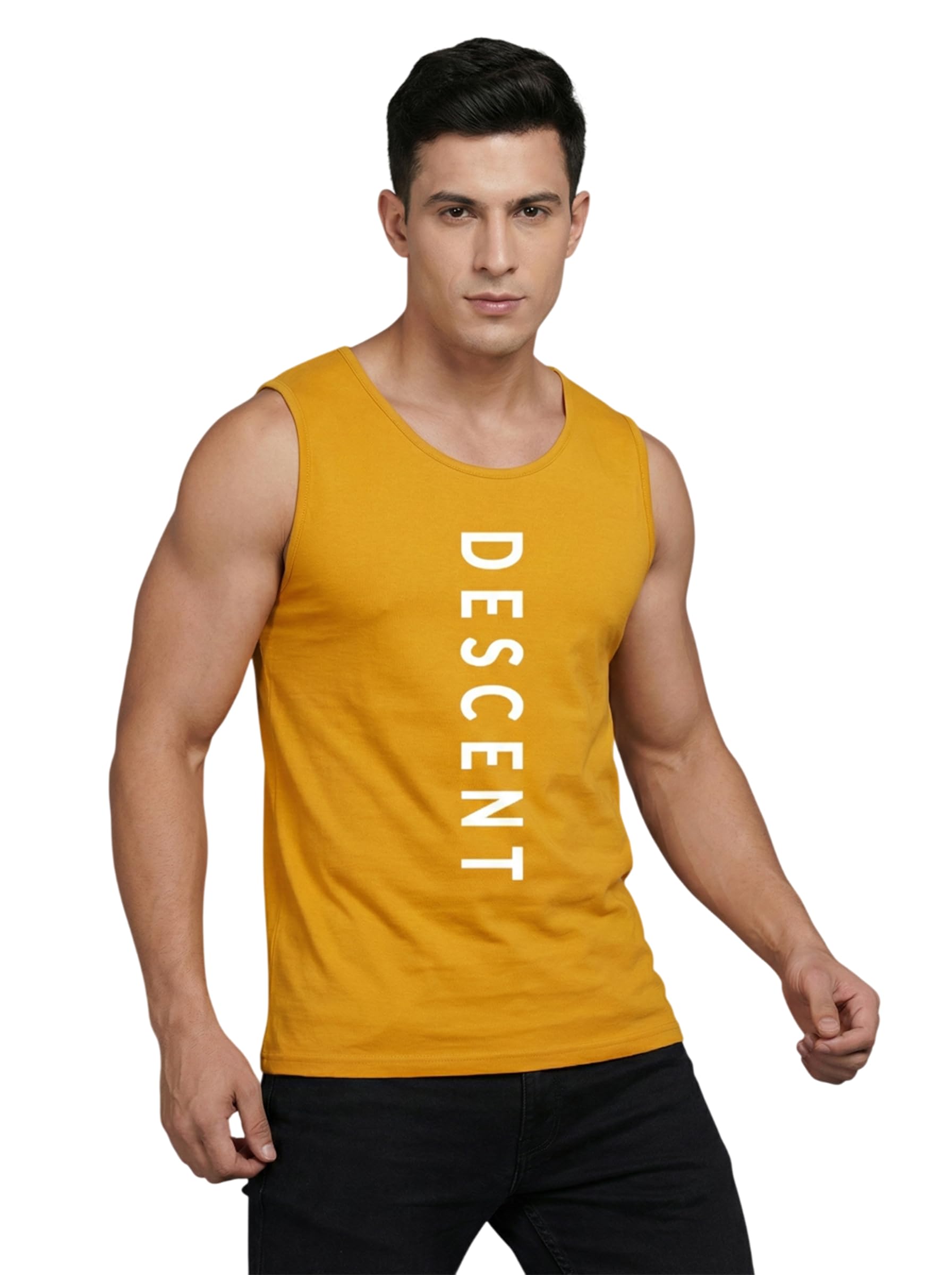 Polyester Descent Printed Vest for Men | Round Neck | Sleeveless | Regular Fit | Summer & Gym Wear Tank Top for Men-image-49