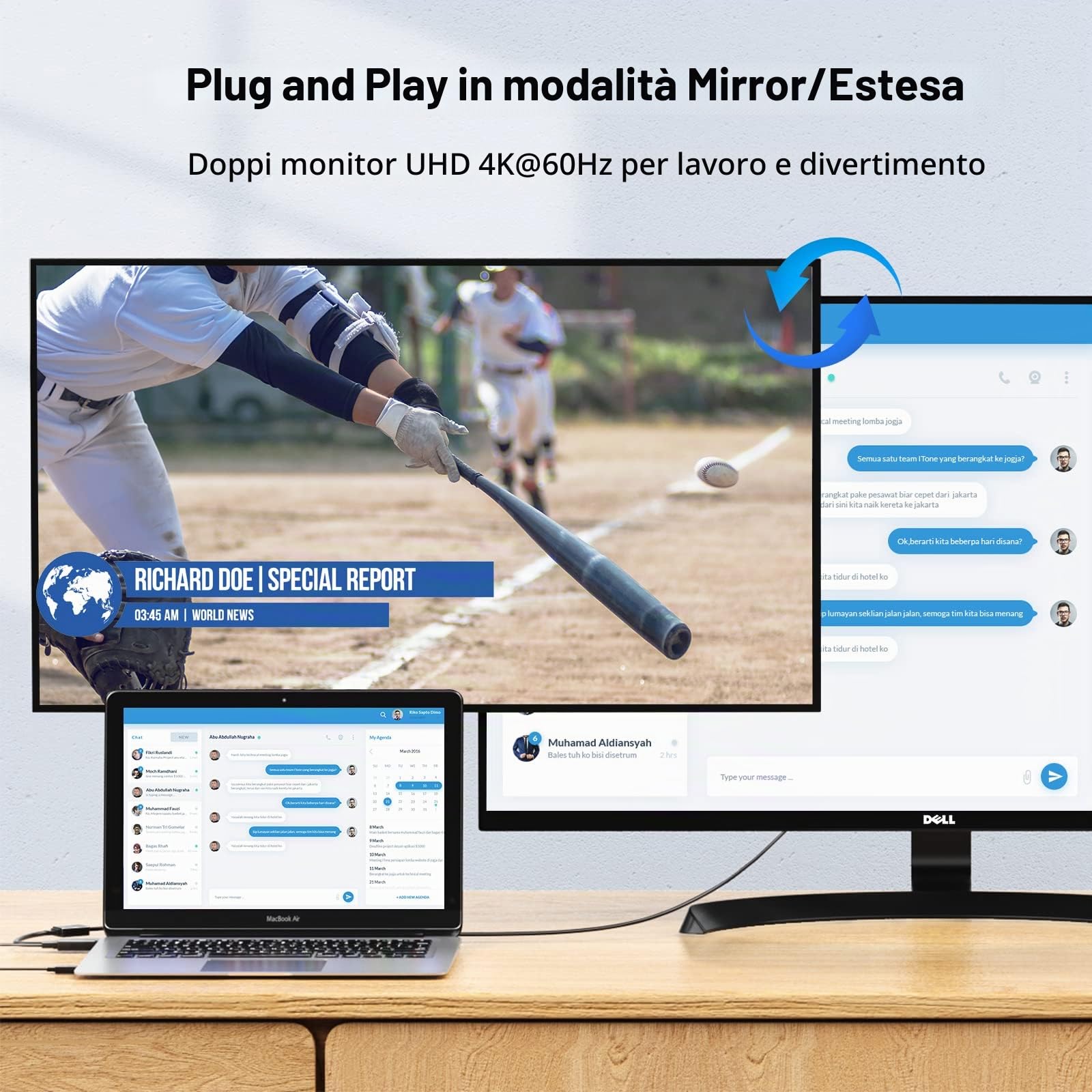 FOINNEX Cavo a DisplayPort 2M, Convertitore HDMI su DP, 4K@60Hz, Cavi con Audio per XBOX One, NS, Mac Mini, PC a Monitor e TV