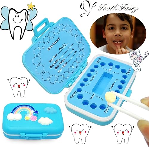 Miniatura 2 de Caja de recuerdos de dientes de bebé, organizador de dientes para dientes perdidos, almacenamiento de dientes con contenedor de pelo fetal para hada