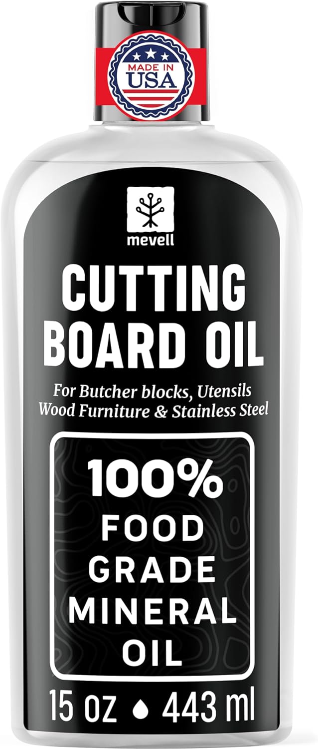 Food Grade Mineral Oil (15 Oz) Perfect for Cutting Boards and Butcher Blocks, Made in Canada