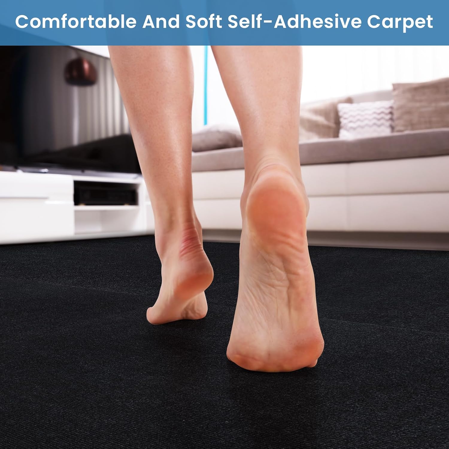 24" x 24" Carpet Tiles Peel and Stick 10PCS DIY Self Adhesive (Pure Black) | Non-Slip Carpet Squares for Indoor Living Room Bedroom Office