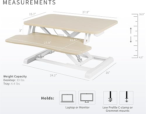 Vista 38 de VIVO DESK-V026KP - Convertidor de escritorio de 26 pulgadas, serie K, elevador de altura ajustable, para monitores y laptops, bandeja ancha