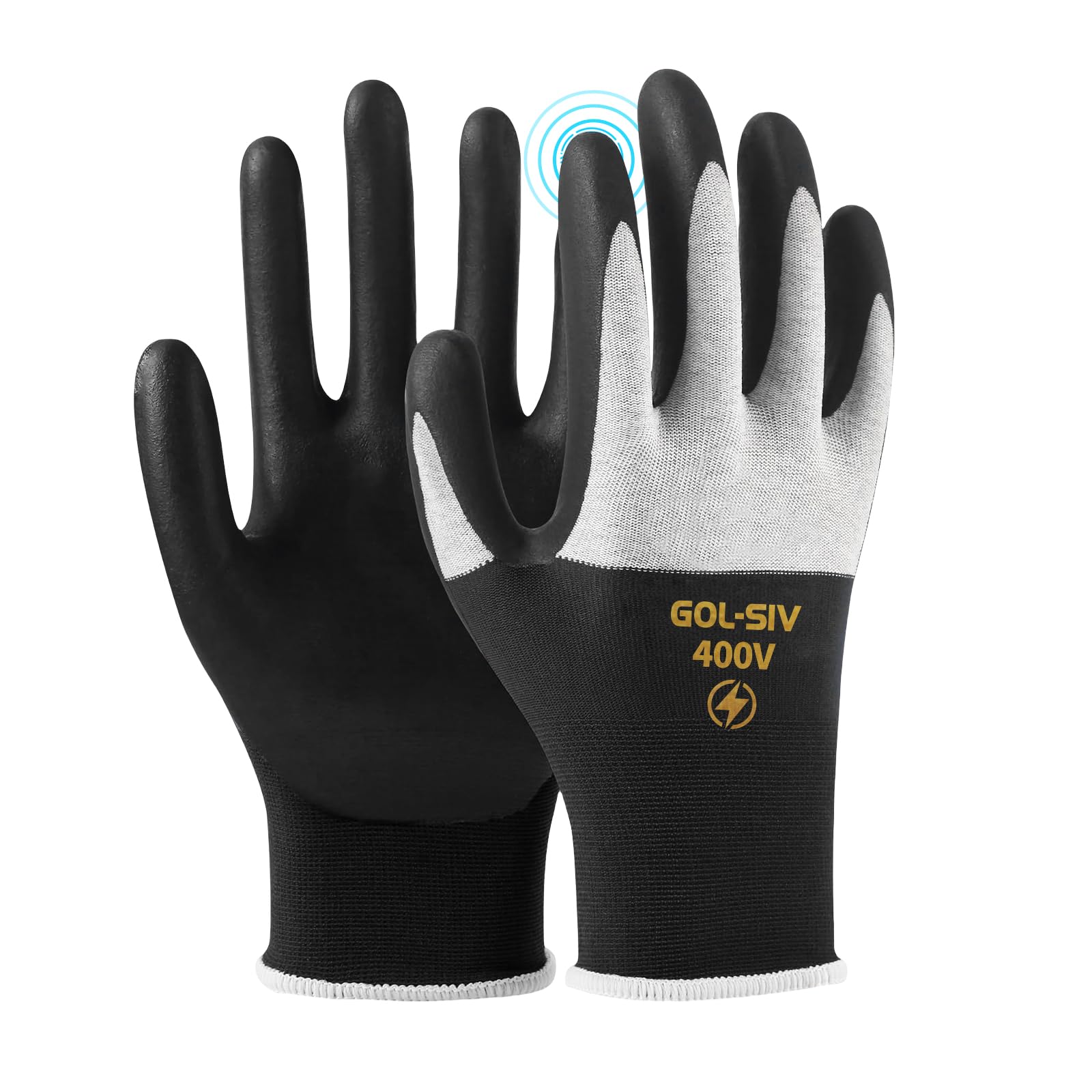 Insulated Electrical Gloves 400V Touch Screen -Flame Retardant-Low Voltage Insulated Safety Work Gloves,Rubber Non Slip for Electrician (Black,XL)