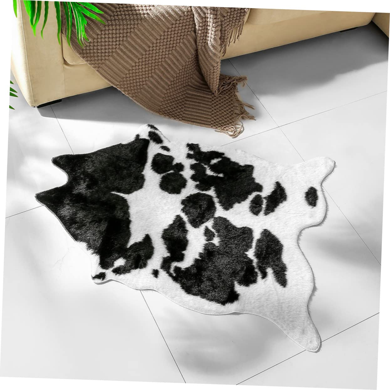 NOLITOY Tapis de Salon Antidérapant en Polyester, Motif Vache, 1 Pièce