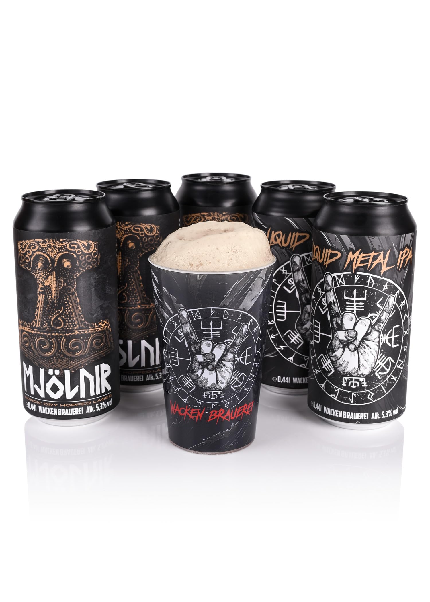 Wacken Brauerei Festival-Pack Bierpaket, 5 Bierdosen 0,44 l 5,3% vol.