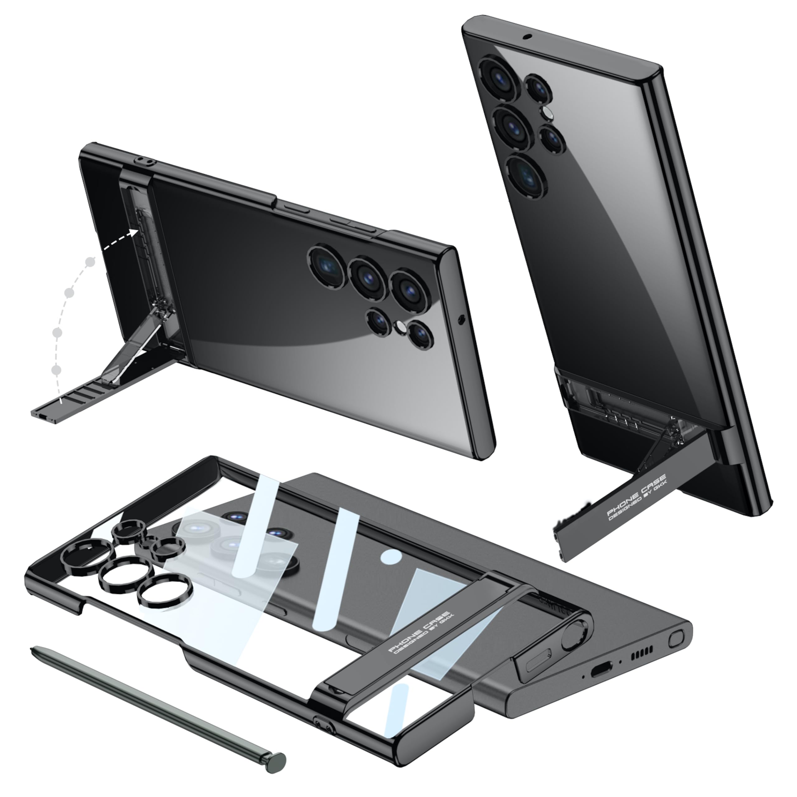 BOUNCEBACK Slim Clear Transparent Back Case/Cover with Kickstand for Samsung Galaxy S24 Ultra 5g - (Black | Polycarbonate) (B0CTQVP897) Amazon Price History, Amazon Price Tracker