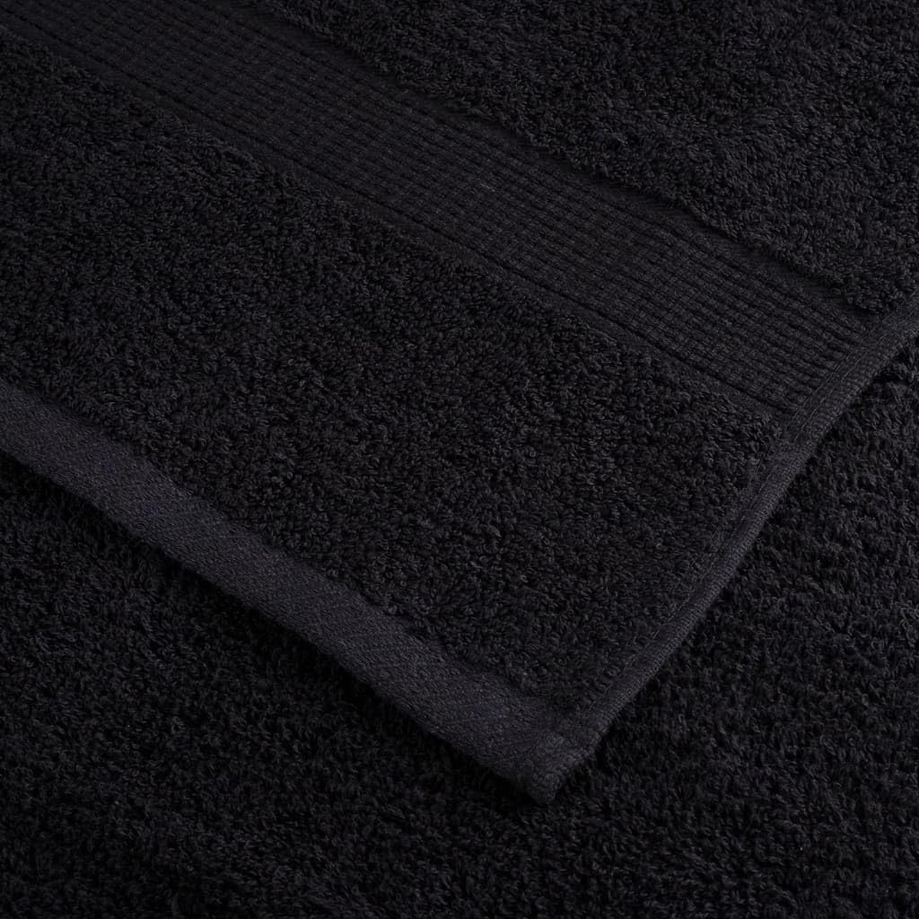 SOLUND Badetücher aus ringgesponnener Baumwolle 2er Set Schwarz 100 x 150 cm 600 g/m² mit Schlaufe für Dusche, Sauna, Strand und SPA