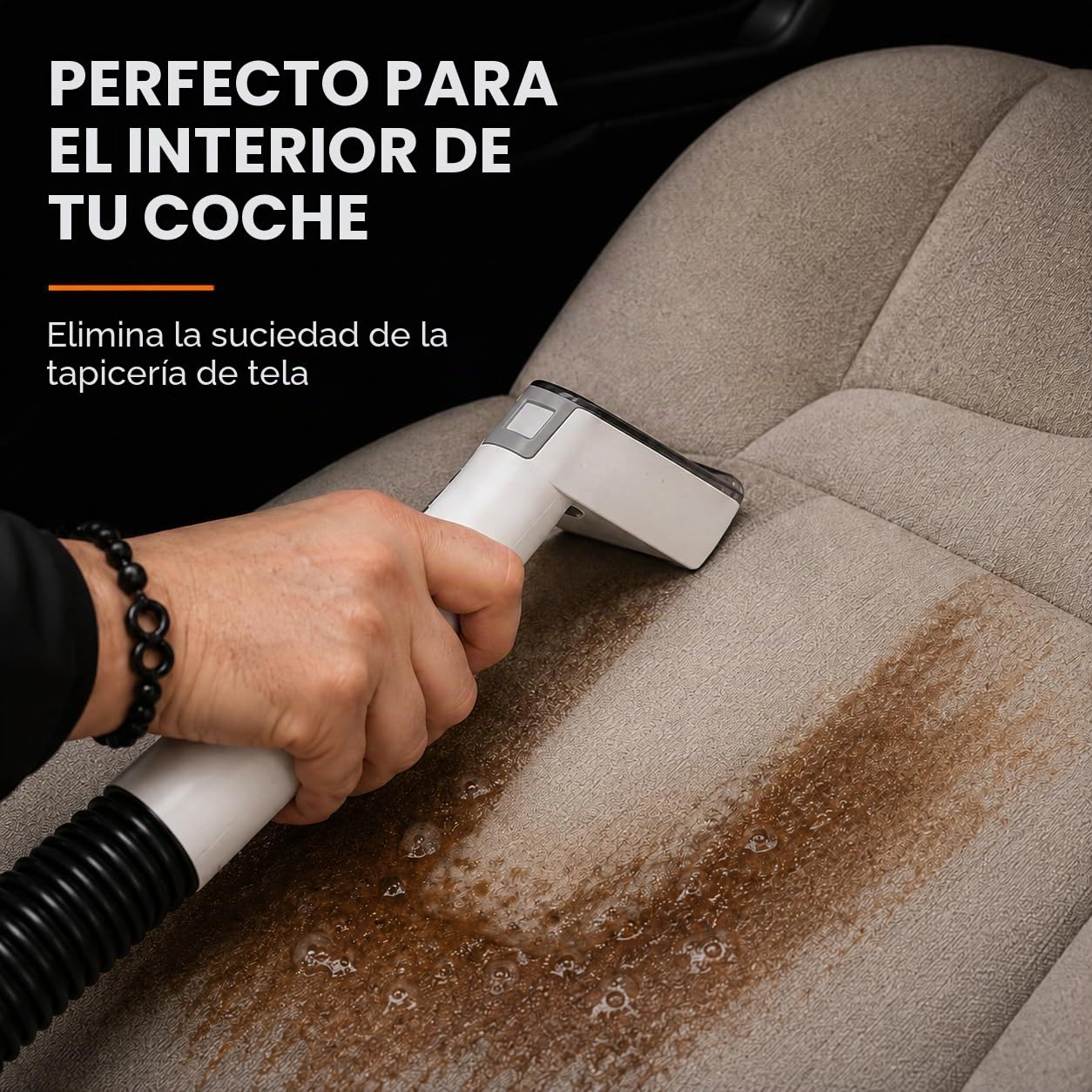 Powell Limpiadoras de alfombras portátiles – 450 W para tapicerías y eliminación de manchas | Limpiador de tejidos de mano para sofás, sillones, alfombras, asientos de coche y colchones (blanco)