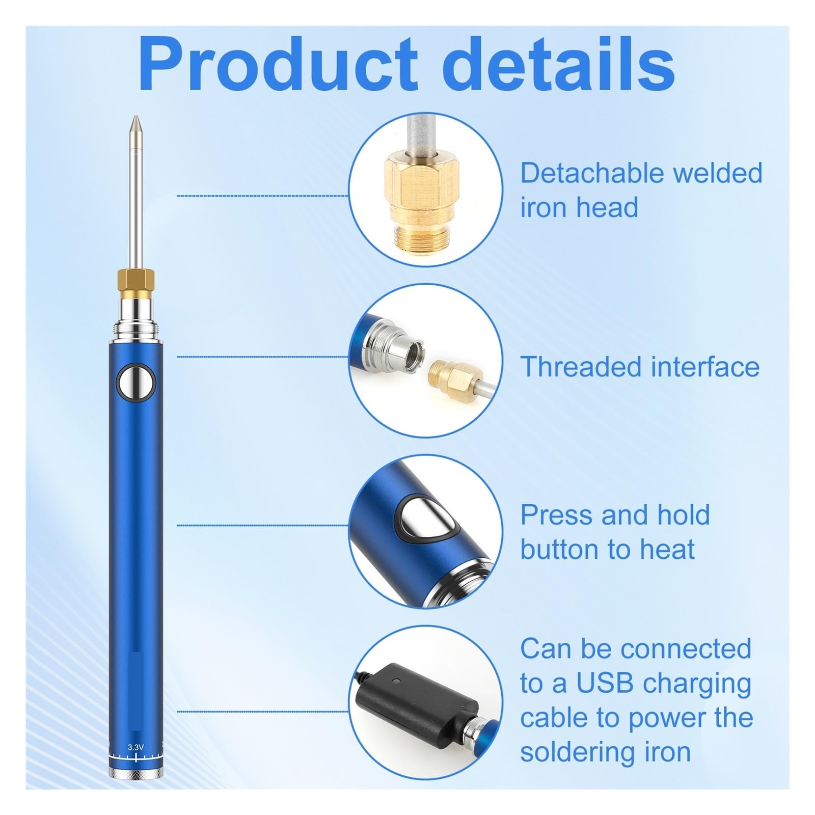 Kit Saldatore Elettrico A Riscaldamento Rapido Senza Fili Kit Saldatore Elettrico Portatile Ricaricabile Il Miglior Regalo