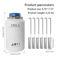 Vista 2 de HFS (R) Tanque de nitrógeno líquido 3L Contenedor criogénico de aleación de aluminio LN2 Dewar con 6 botes y bolsa de transporte (3L)