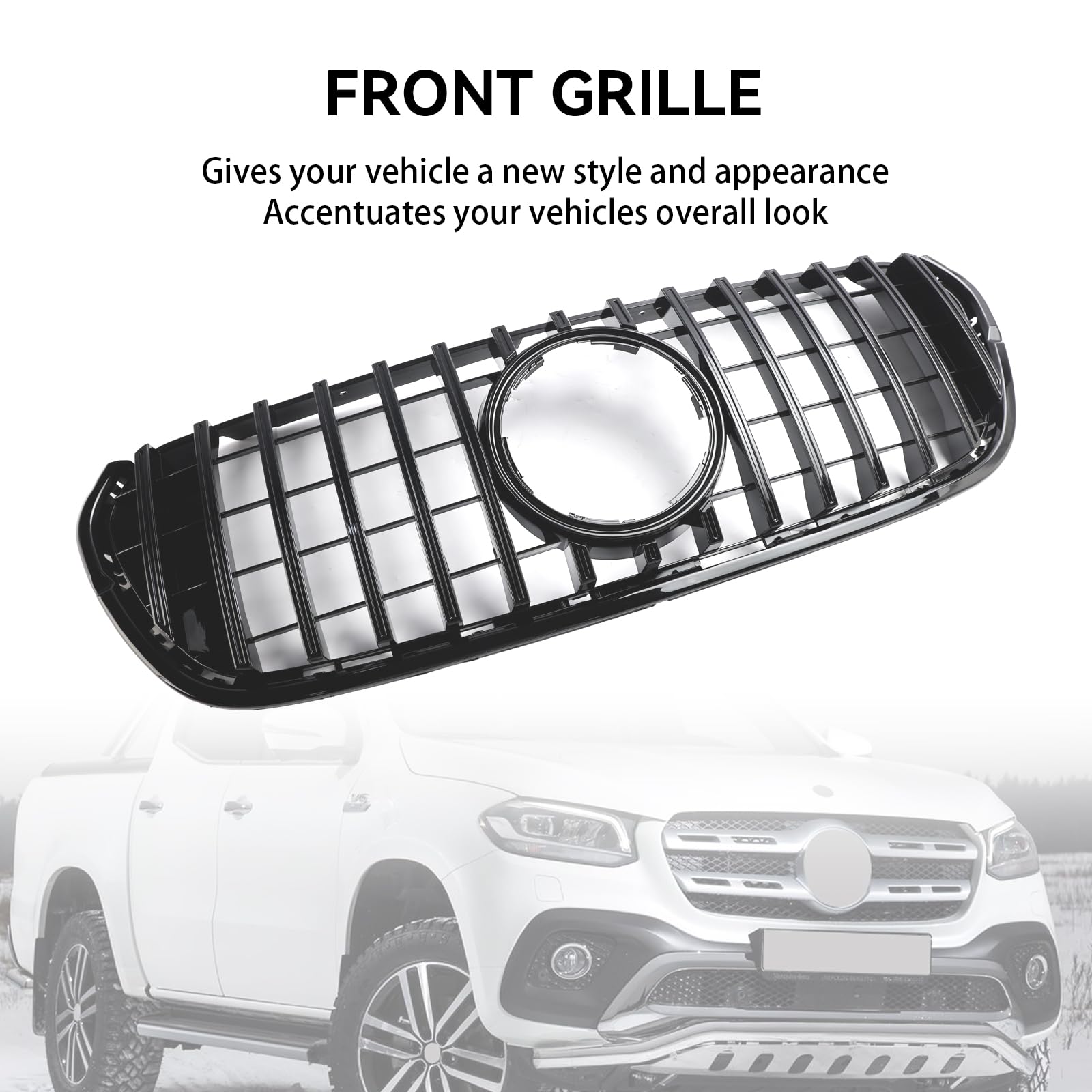 Front Bumper Grille Grill Adatto per Mercedes X-Class X470 2017-2019 (No Logo)