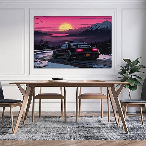 Miniatura 5 de Jdm Anime Sunset - Pósteres e impresiones de auto japonés S13 para automóvil, arte de pared, decoración de sala de estar para hombres, pinturas