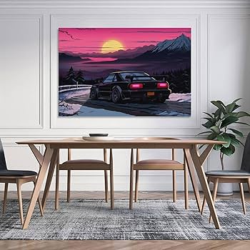 絵画 85cm x 73 cm Amazon.com: Jdm Anime Sunset Japanese Car S13 Car Posters
