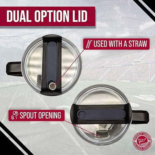 Miniatura 5 de Campus Colors College & University - Vaso de viaje con asa, tapa de doble opción con popote, acero inoxidable aislado al vacío (Georgia Bulldogs,