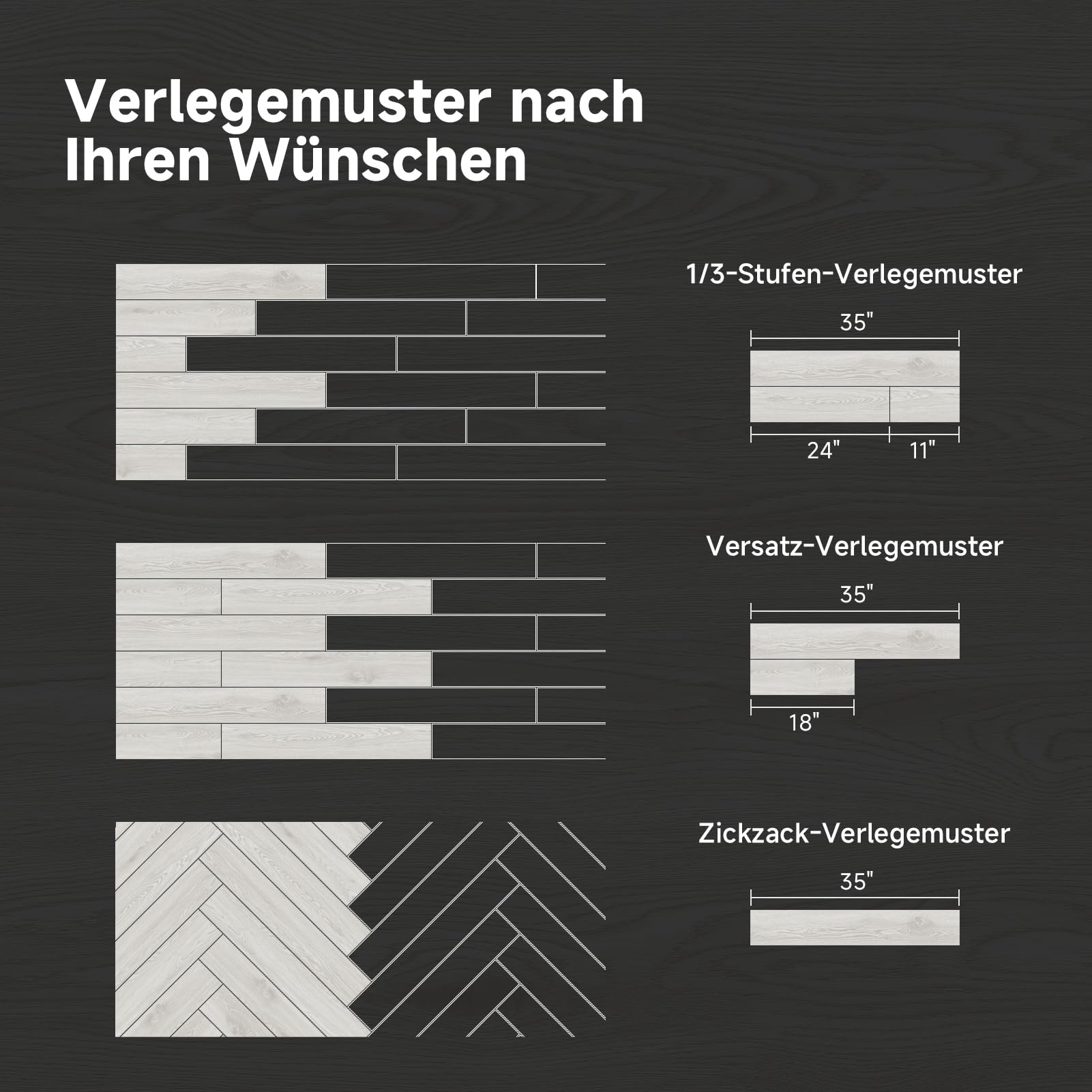 PVC-Bodenbelag, Wasserdichter Bodenbelag Selbstklebend, Holzoptik Weiße Eiche, 15,24 cm x 89 cm Vinyl Bodenbelag für Wohnzimmer | Badezimmer | Küche, 37 Dielen, Abdeckung 5,02 m²