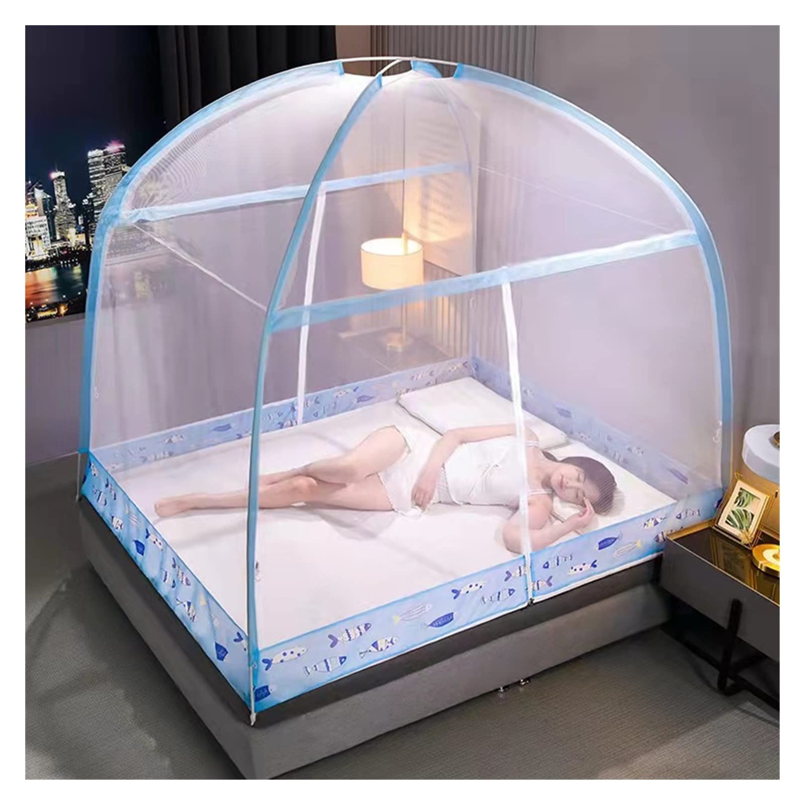 Moustiquaire de lit auvent pliable pour le camping en plein air et les nuits d'été