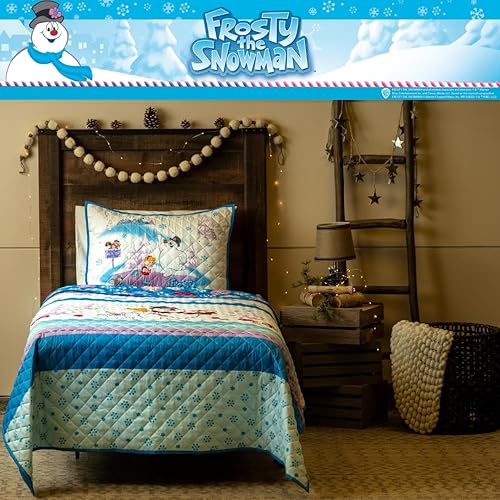 Miniatura 8 de Franco Frosty The Snowman Holiday & Christmas - Juego de ropa de cama súper suave de 2 piezas, funda de almohada y edredón, tamaño individual de 68
