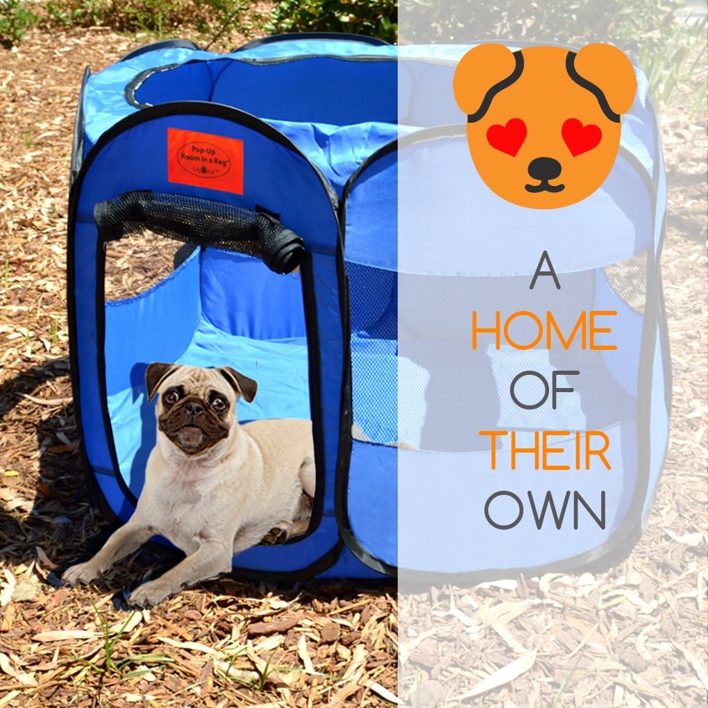 Pop Up Pet Exercise Play Pen Tent Portable Kennel with Weather Resistant Oxford Material, 8 Windows and Removable Zipper Top for Puppies Dogs Kittens Cats Rabbits + More! Includes Bag