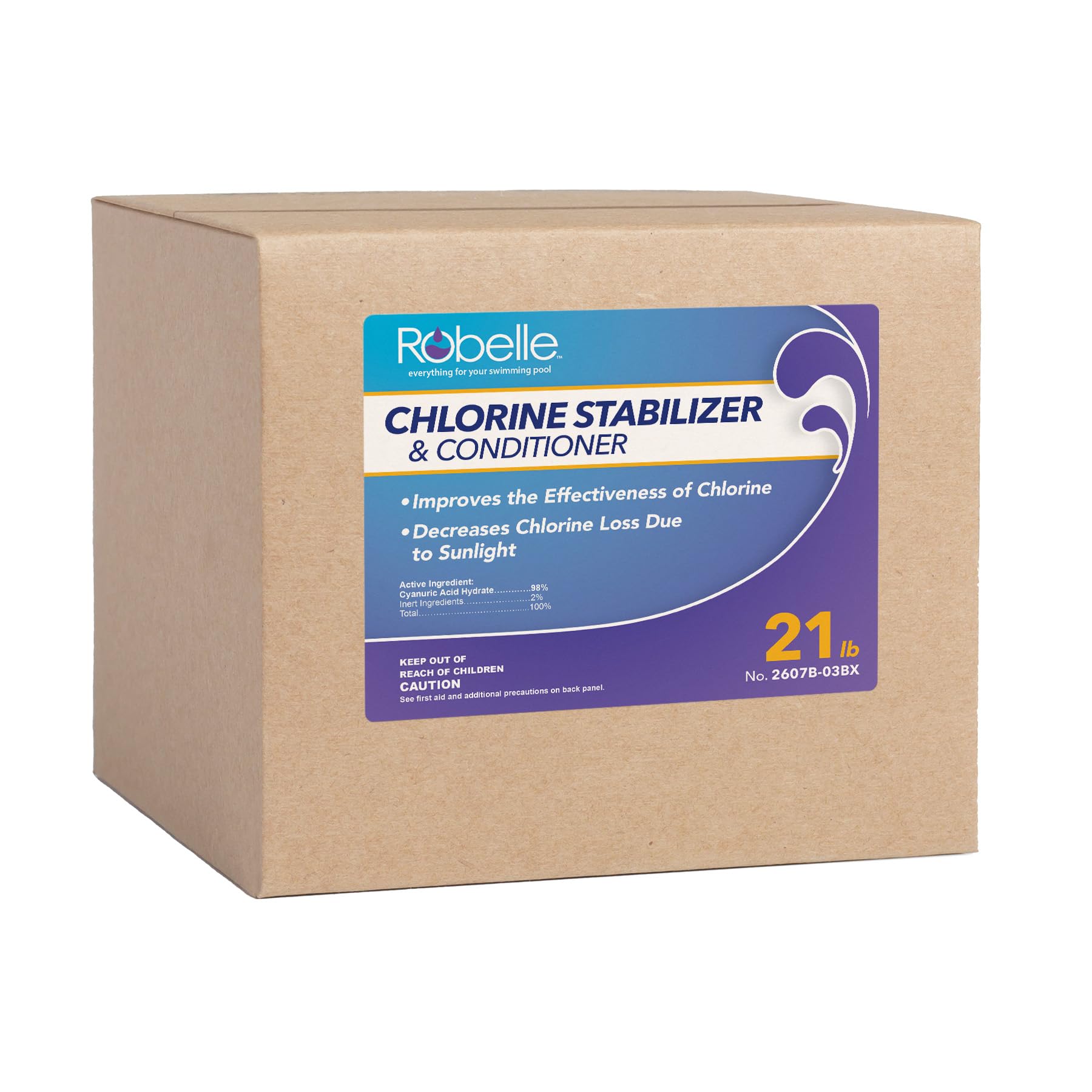 Robelle 21-Pounds Premium Chlorine Stabilizer and Conditioner, Concentrated Cyanuric Acid for Pools, Pool Stabilizer, Helps Chlorine Last Longer