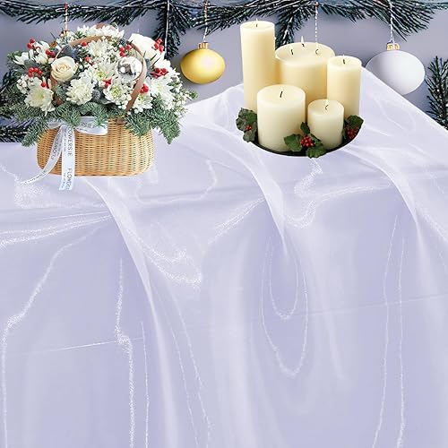 MDS - Tela de organza de Navidad de 10 yardas, 44 pulgadas de ancho, tela de tul transparente brillante para decoración de fiesta de Año Nuevo,