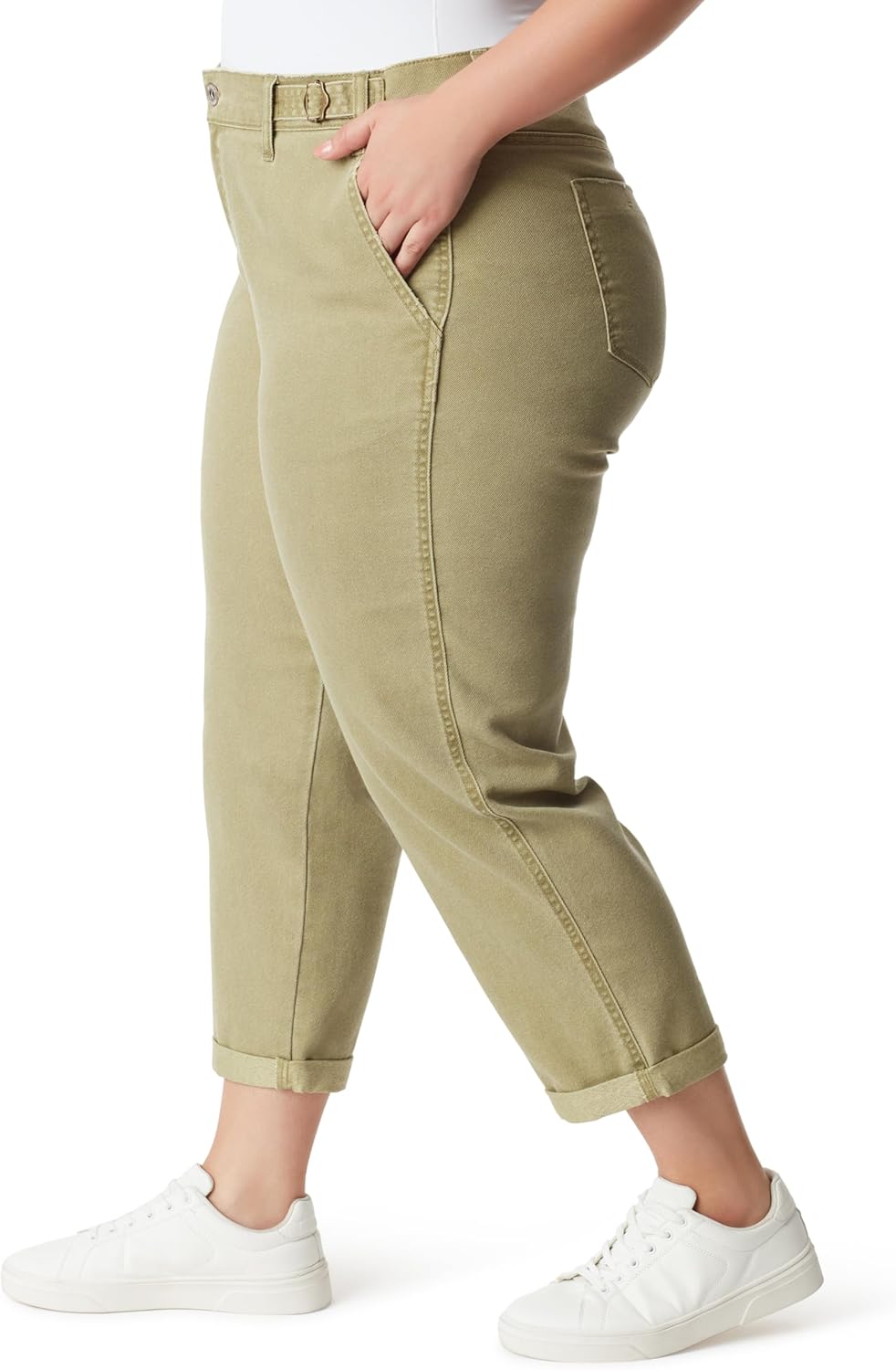 Jessica Simpson Women's Mika Bestie Chino Slim Ankle with Adjustable Waistband Plus