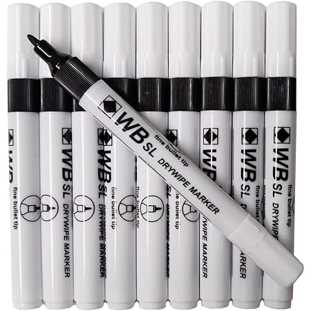 Wb Whiteboard Drywipe Slimline Markers Fine Bullet Tip Pack Of 30 3x10 Boxes Black Amazon Co Uk Stationery Office Supplies