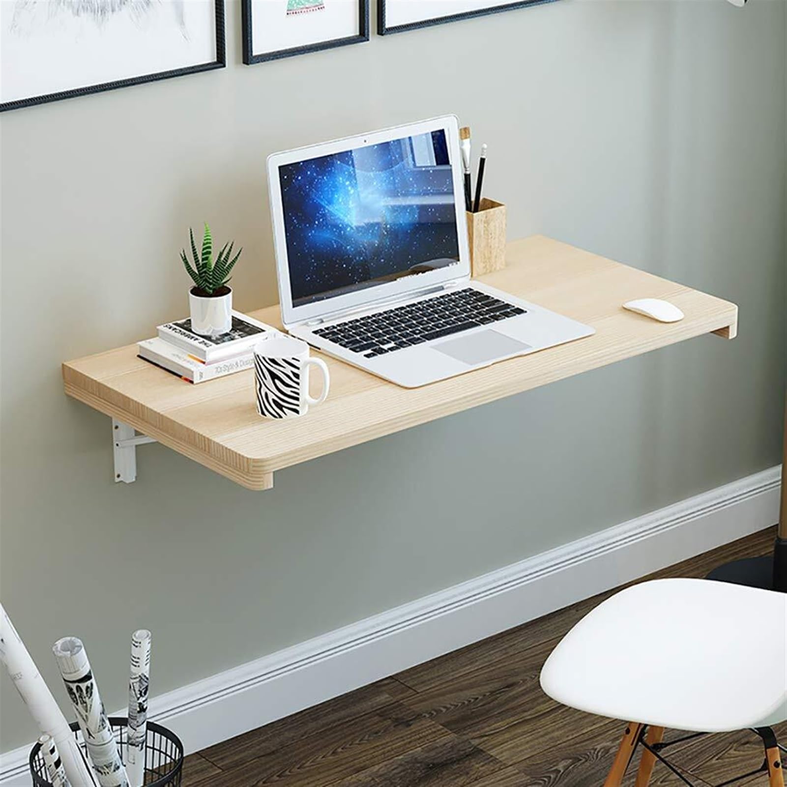 GBRJUYF Folding Wall-Mounted Drop-Leaf Table Wall Mounted Drop Leaf Table,folding Floating Laptop Desk, Space Saving Hanging Table For Study, Bedroom, Bathroom, Or Balcony(70 * 30cm)