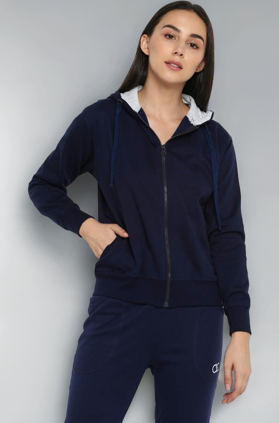 Alan Jones Clothing Women's Solid Zipper Hooded Sweatshirt | Front Zip, Ribbed Hem, Lined Hood, Casual Winter Wear