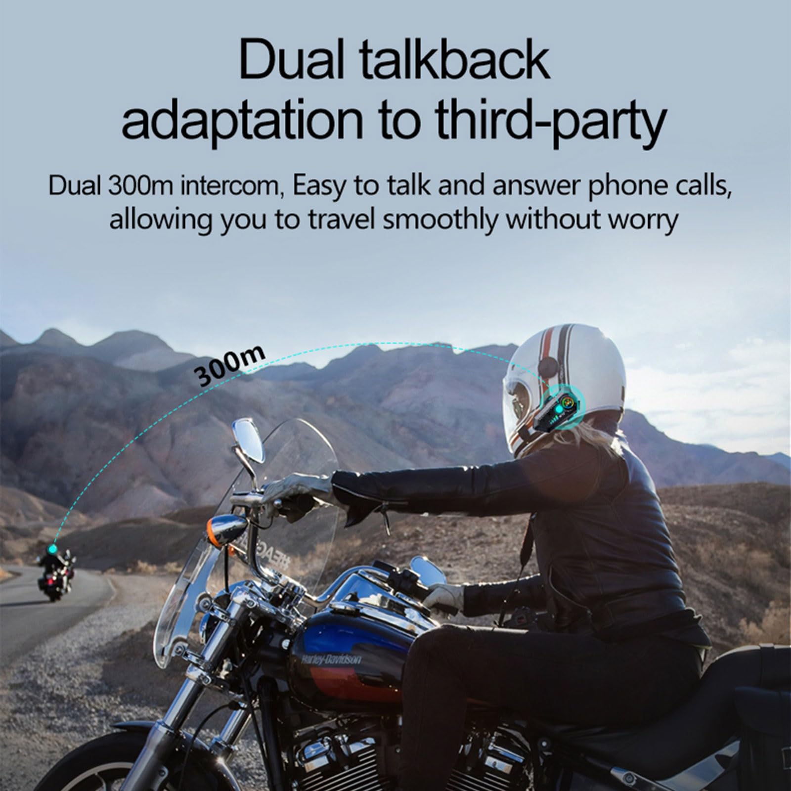 Y10-2X - Auriculares Bluetooth para casco de motocicleta, intercomunicador dual de 300 m, auriculares Bluetooth 5.3, reducción de ruido inteligente, calidad de sonido de nivel HiFi, IPX6