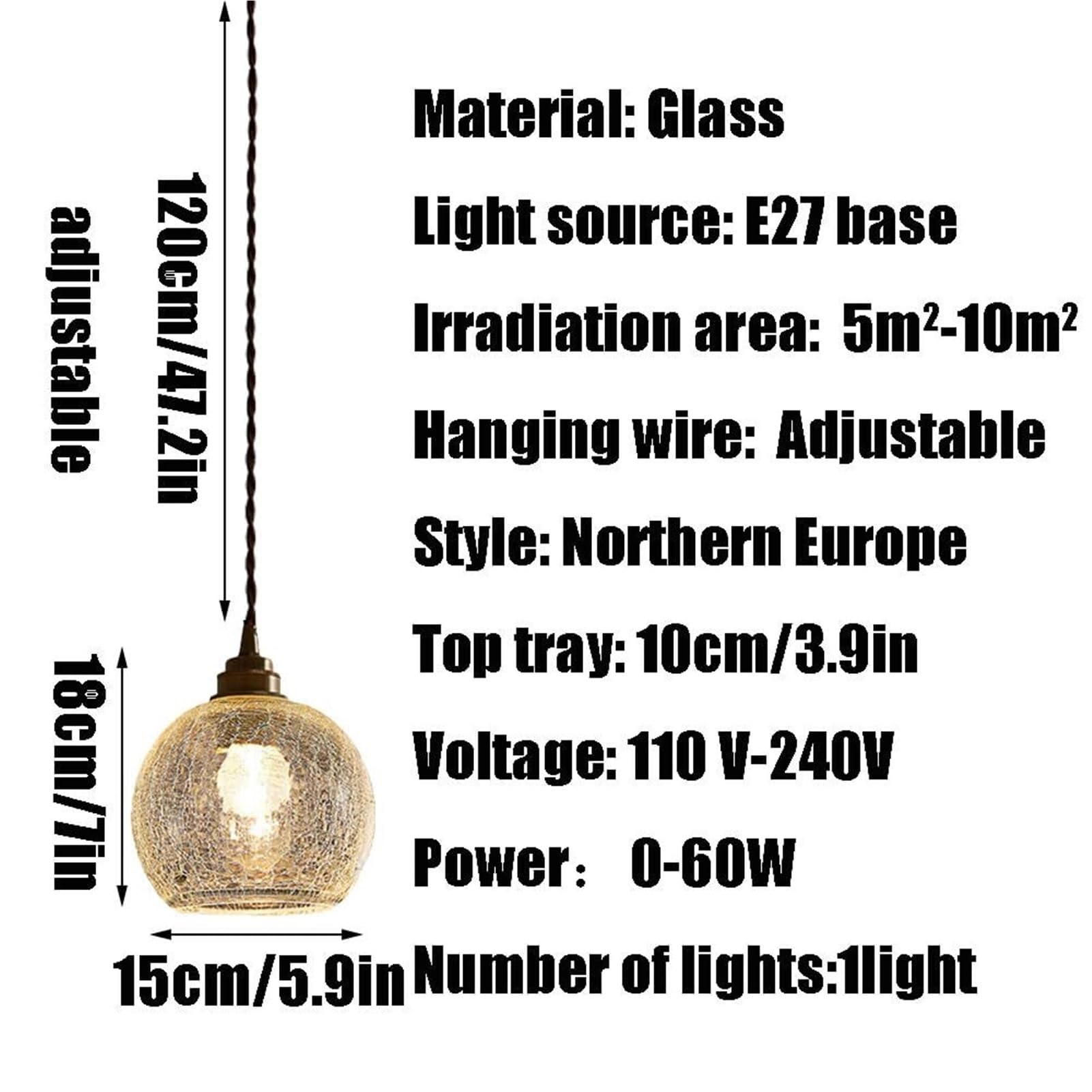 Nordic Simple Personalized Glass Pendant Lamp Chandelier Hanging Lighting Ceiling Fixture E27 Single Head For Restaurant Bedroom Living Room