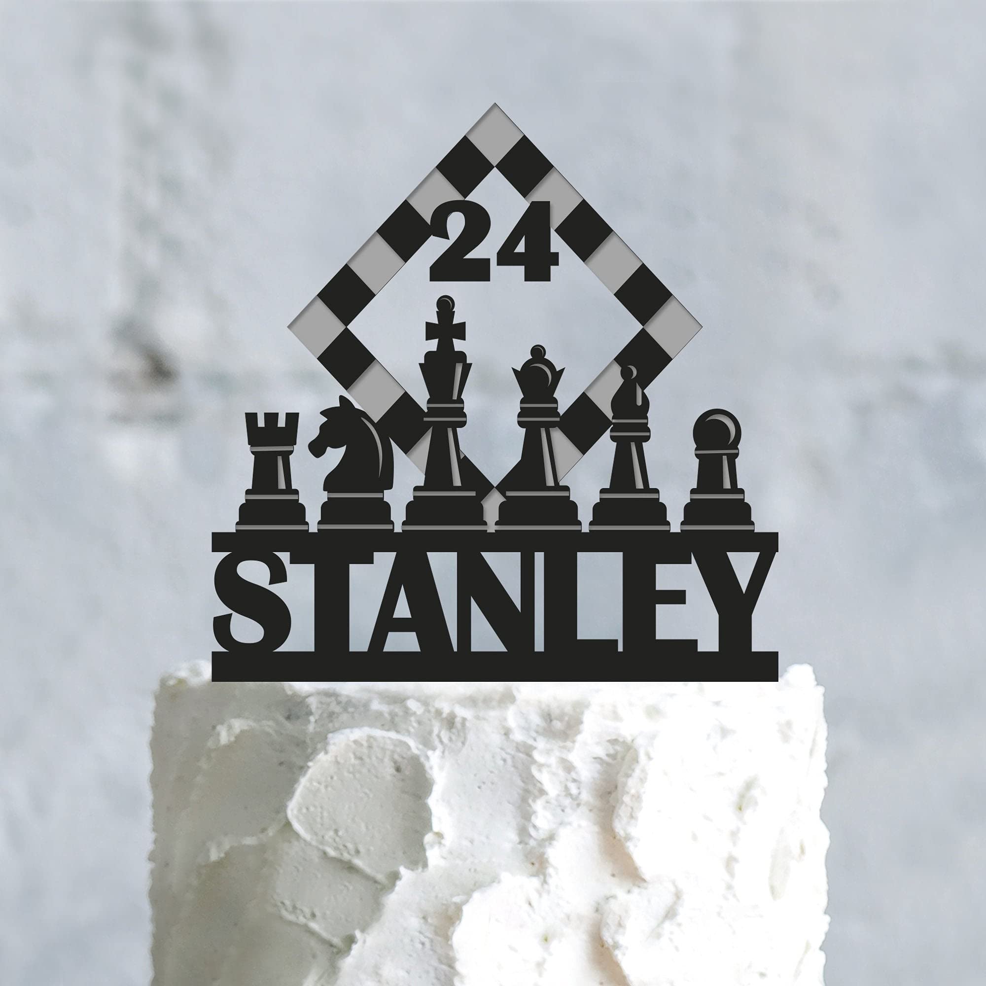 Cake Toppers Personalized Chess Cake Topper Birthday Chess Board ...