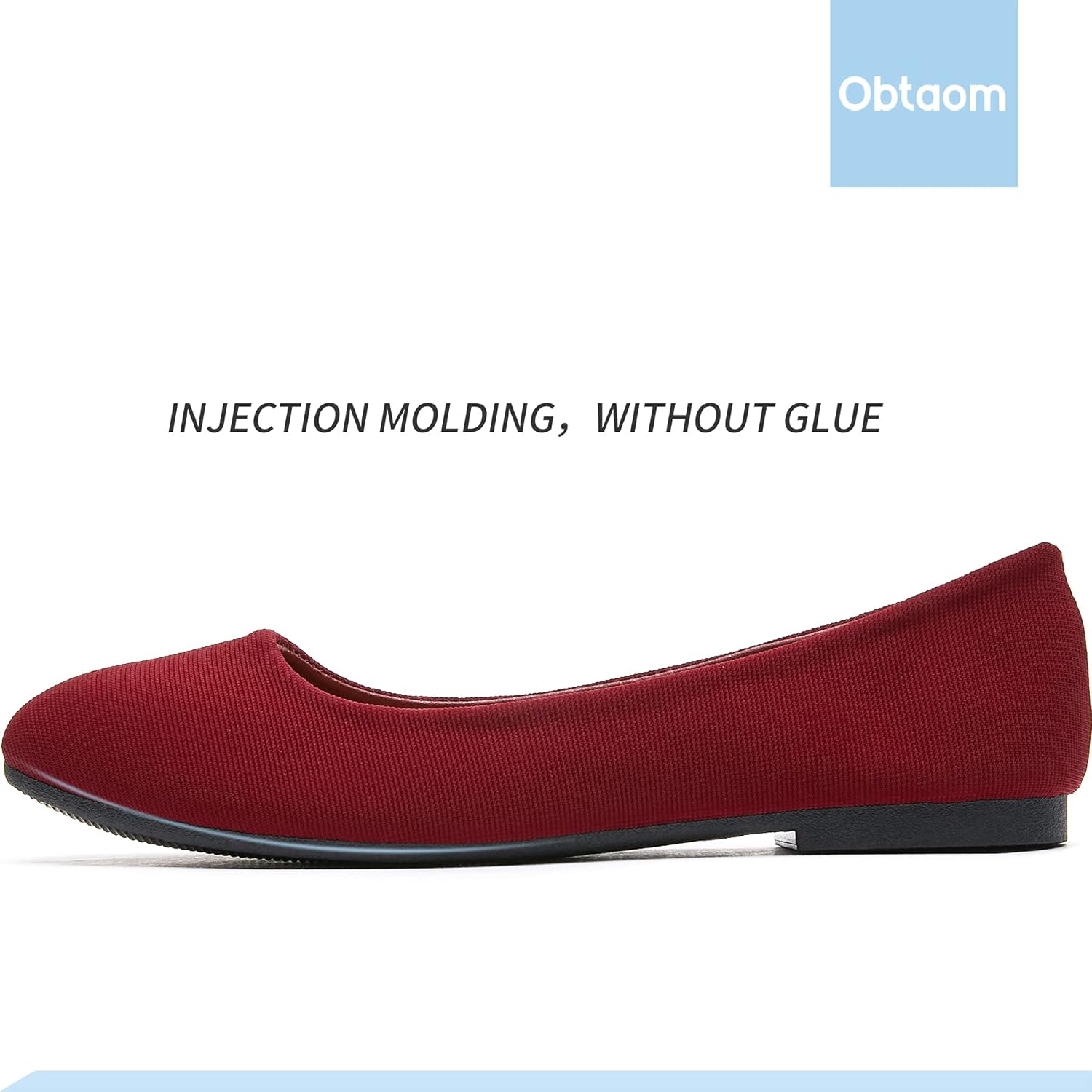 Obtaom Round Toe Women Flat Shoes Slip on Girls Dress Black Ballet Flats - Image 2