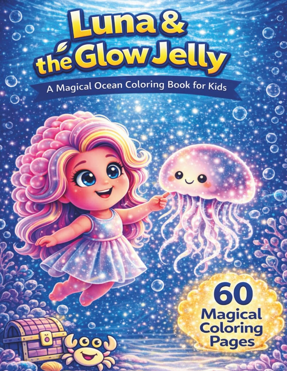 Ocean Coloring Book for Kids Ages 3–8: Cute Sea Animals & Underwater Scenes with Simple, Fun Coloring Pages Featuring Luna & the Glow Jelly