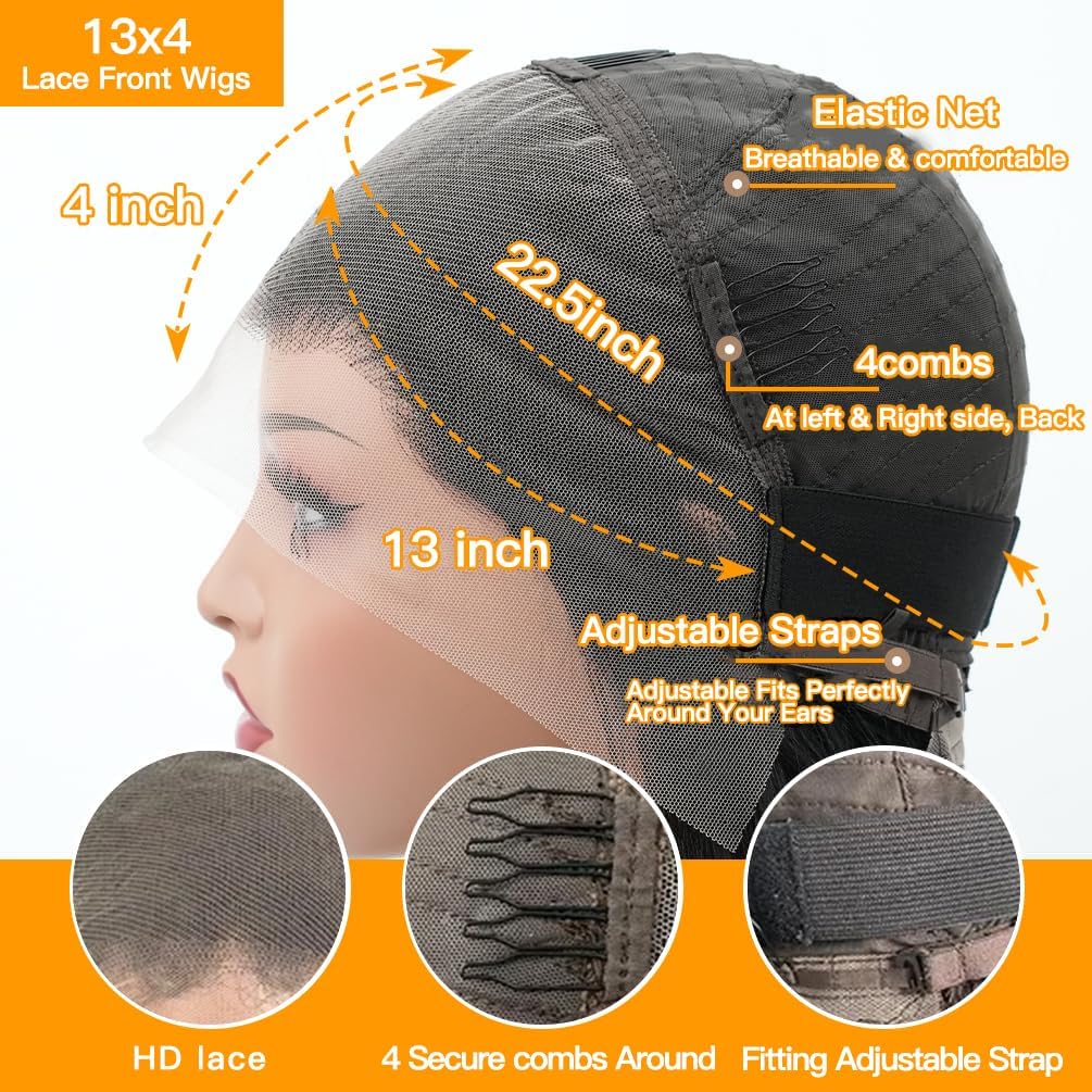 Bob Wig Human Hair 12 Inch 13x4 Lace Front Wigs Human Hair Pre Plucked 200% Density Short Body Wave Bob Wig Natural Color Glueless Bob Wigs for Black Women