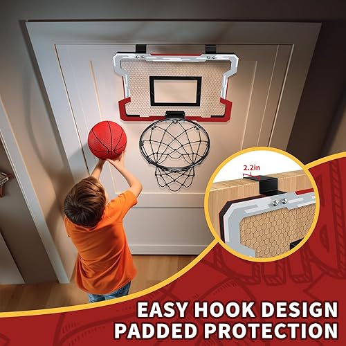 Miniatura 2 de HYES Mini aro de baloncesto para interiores, puerta con 3 bolas e inflador, juguete de baloncesto regalos para niños, niñas, adolescentes y adultos,